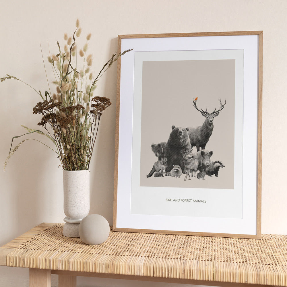 Bird and Forest Animals - Art Print by Sarah Bühler