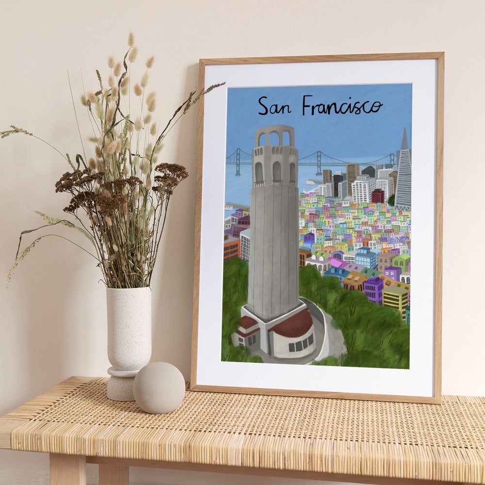 Coit Tower, San Francisco, USA by Artist Carla Daly - Art Print by Carla Daly