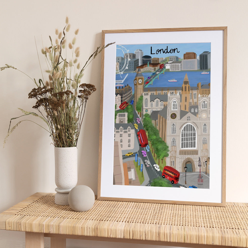 London City with View of the Thames River and Big Ben by Artist Carla Daly - Art Print by Carla Daly