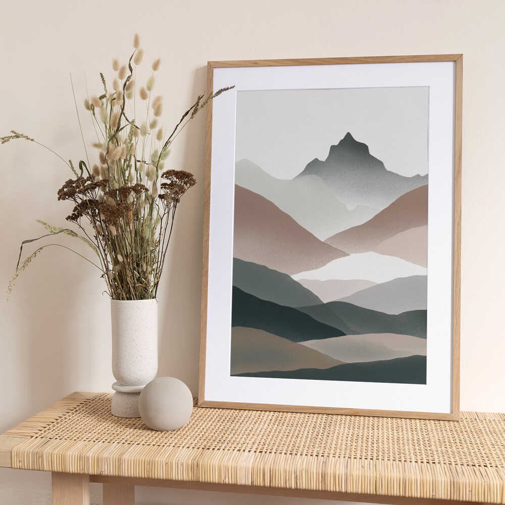 Layered Mountains In Soft Earthy Tones - Art Print by Little Dean