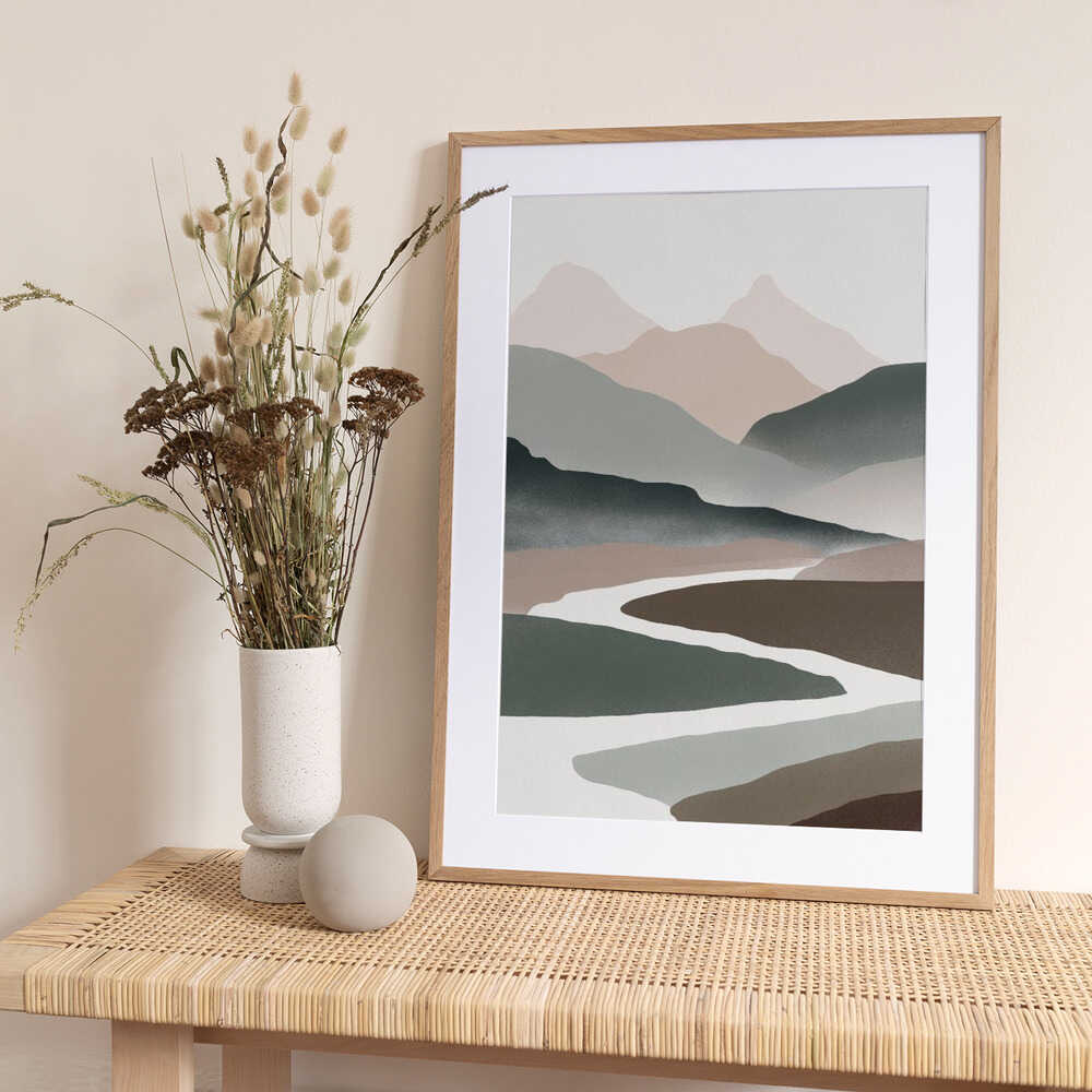 Serene Mountain Silhouettes - Art Print by Little Dean
