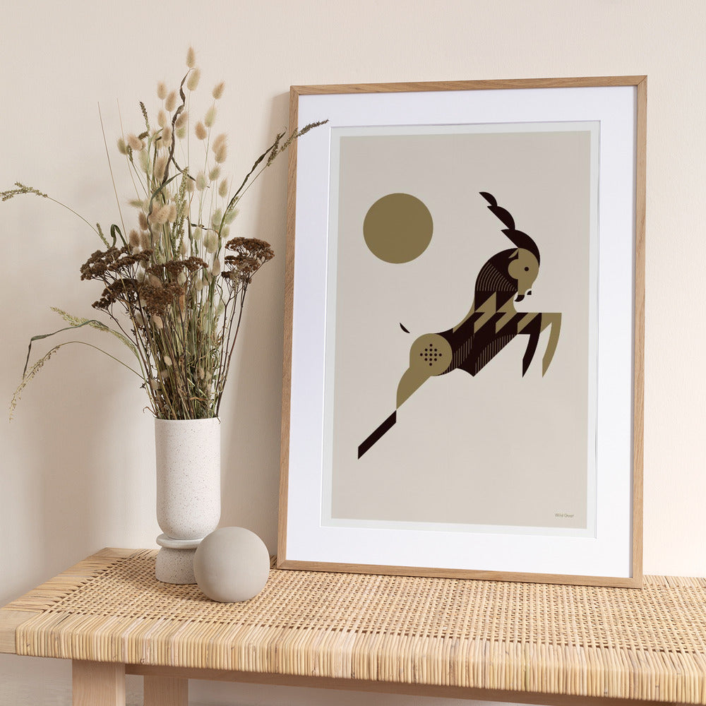Golden Animals - Wild Goat (white) - Art Print by Studio Soleil