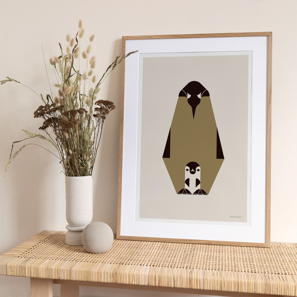 Golden Animals - Royal Penguin (white) - Art Print by Studio Soleil
