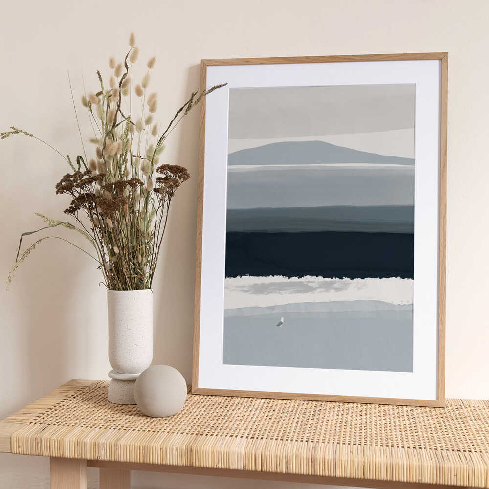 Coastal Landscape With Minimalist Abstraction - Art Print by Little Dean