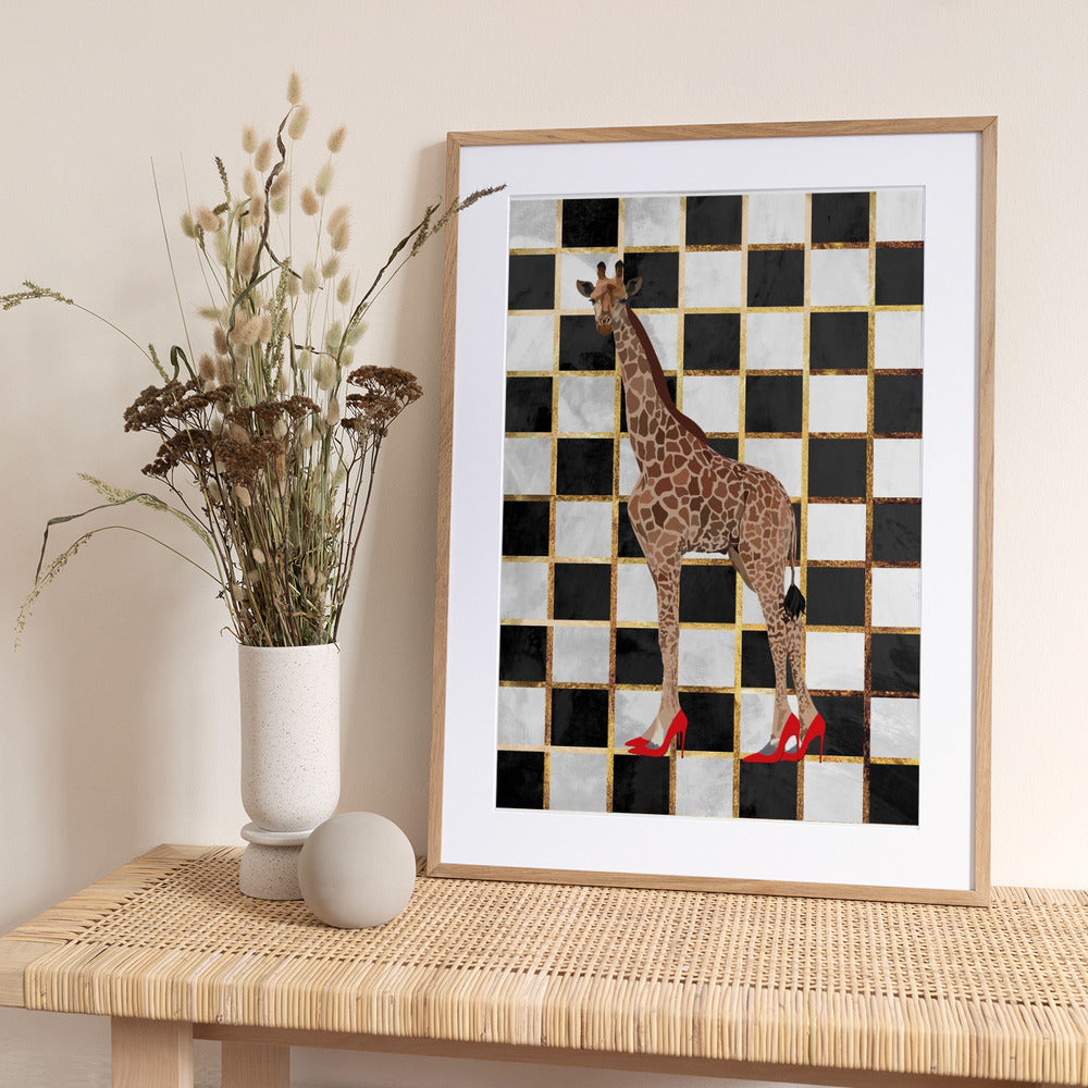 Giraffe Heels Checkerboard - Art Print by Sarah Manovski