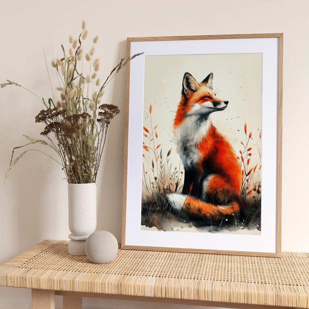 Animal watercolor art Fox 21 - Art Print by Justyna Jaszke