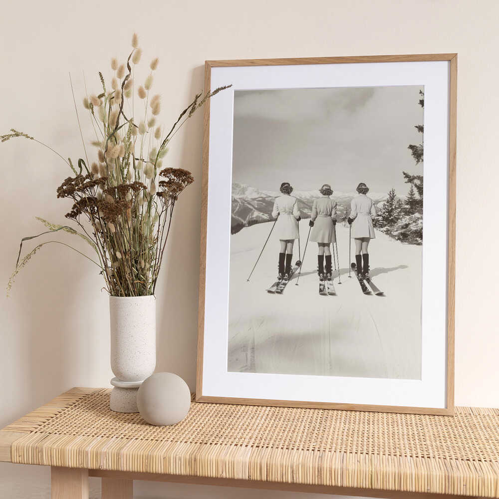Vintage Glamour Skiers - Art Print by Pictufy Studio