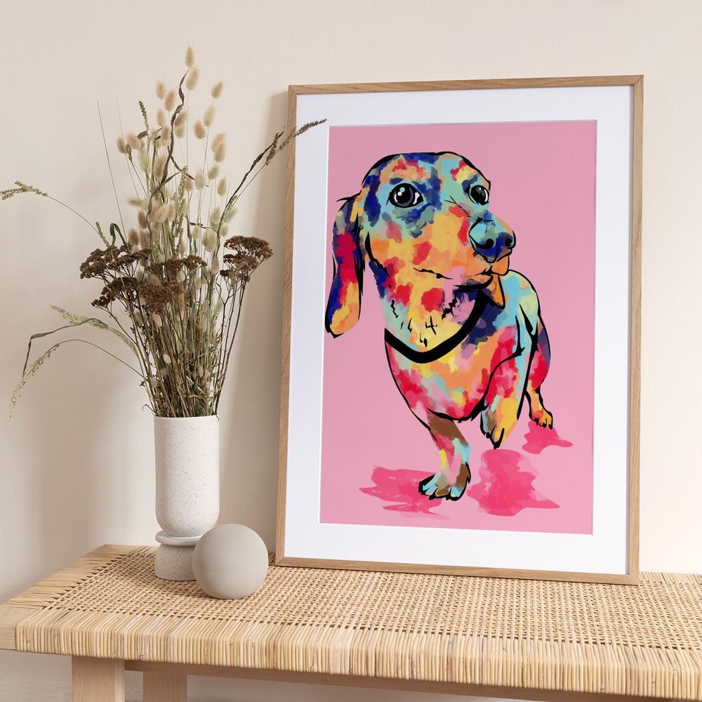 Rainbow Pup, Cute and Colorful Dog - Art Print by Kintsugi99