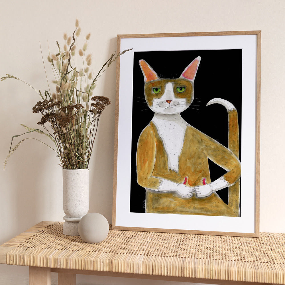 All Ok cat, thumbs up. - Art Print by Sharyn Bursic
