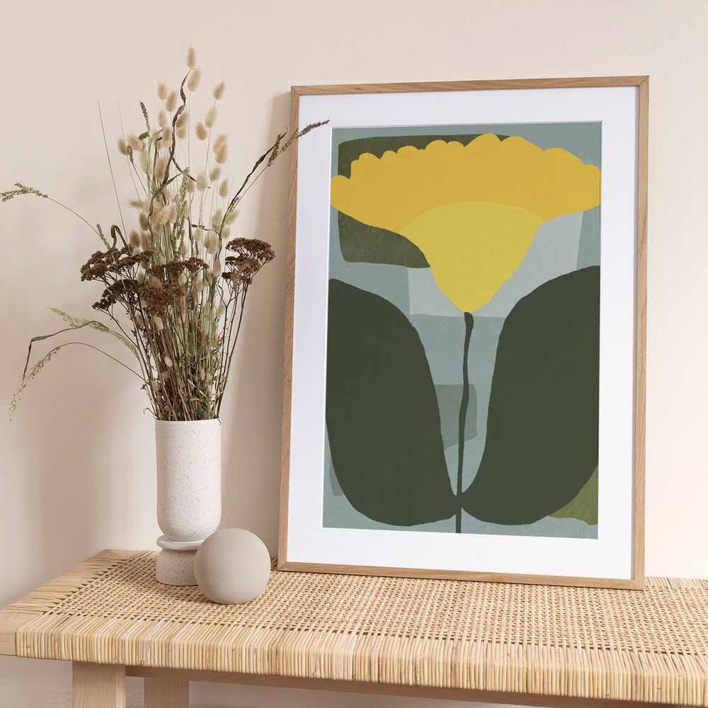 Simplistic Yellow Flower - Art Print by Little Dean