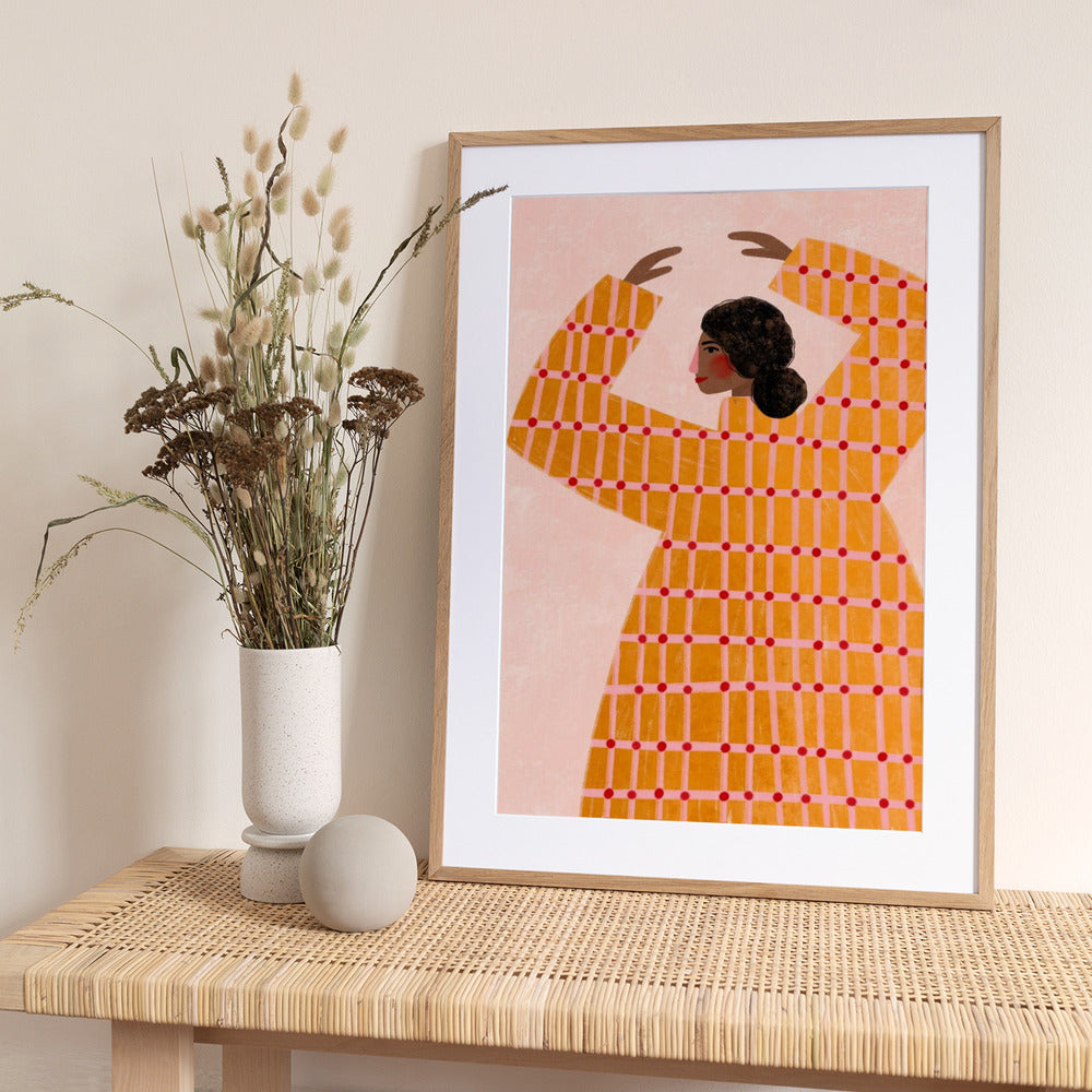 The Woman With the Checked Dress - Art Print by Bea Müller