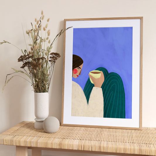 Sipping Coffee - Art Print by Bea Müller