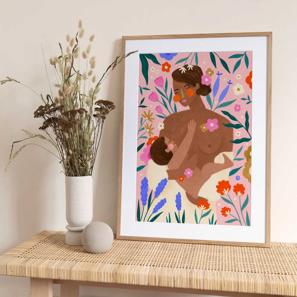 Tender Mother Baby Love - Art Print by Bea Müller