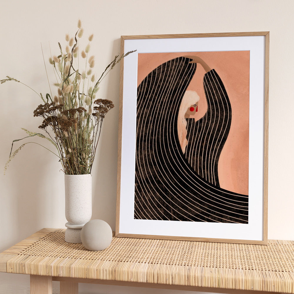 The Woman With the Black Dress - Art Print by Bea Müller