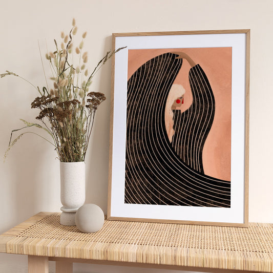 The Woman With the Black Dress - Art Print by Bea Müller