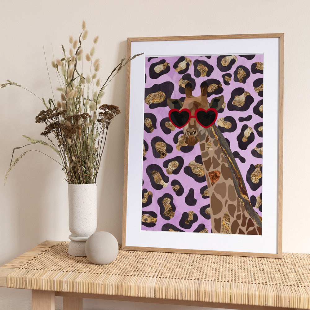 Leopard Print Giraffe Pink - Art Print by Sarah Manovski