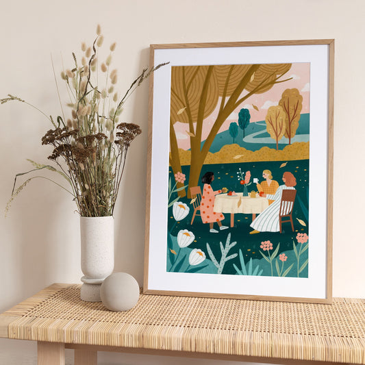 Autumn Tea Party - Art Print by Bea Müller
