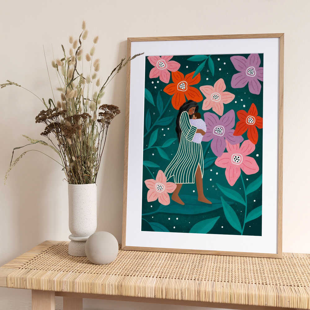 Maternal Garden Stroll - Art Print by Bea Müller