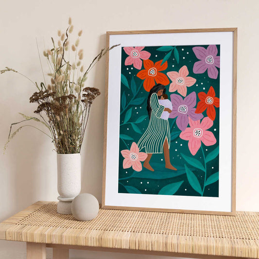 Maternal Garden Stroll - Art Print by Bea Müller