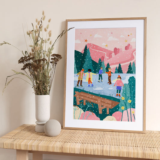 People Ice Skating - Art Print by Bea Müller