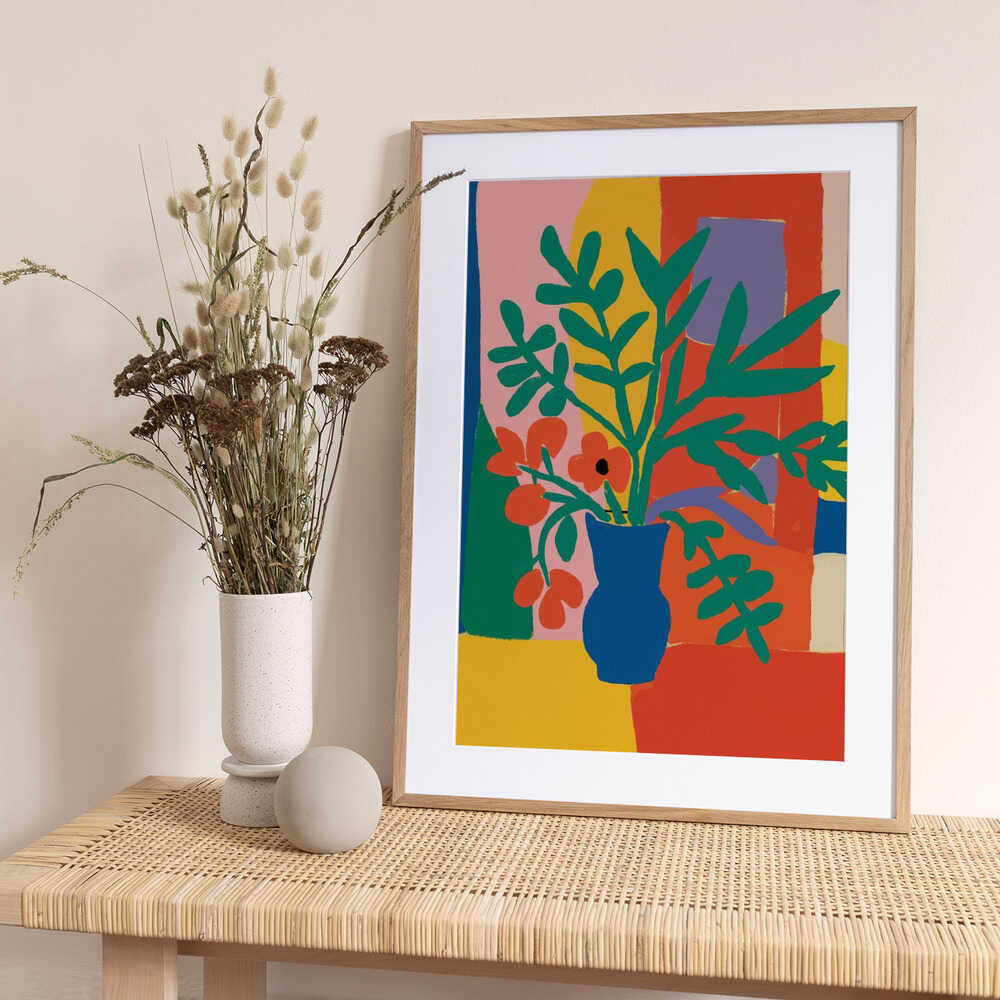 Flower arrangement in bold colors - Art Print by Little Dean
