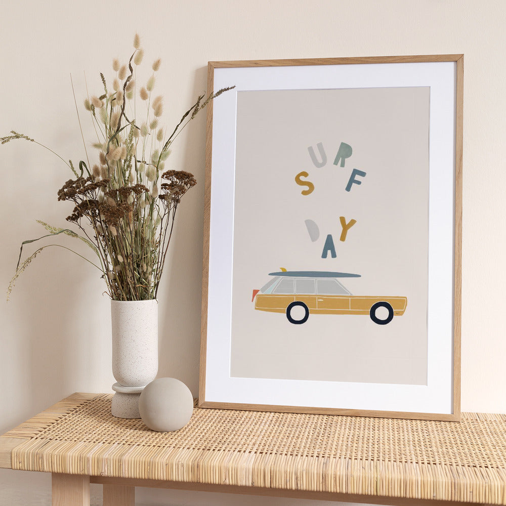 Surfing Retro Car - Art Print by Menina Lisboa