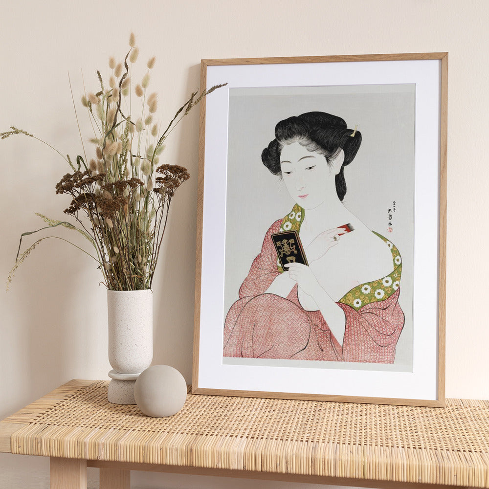 Japanese Woman Applying Powder (1918) - Art Print by Hashiguchi Goyo