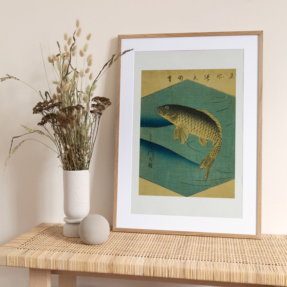 Carp In the Tone River, Tonegawa No Koi - Art Print by Utagawa Hiroshige