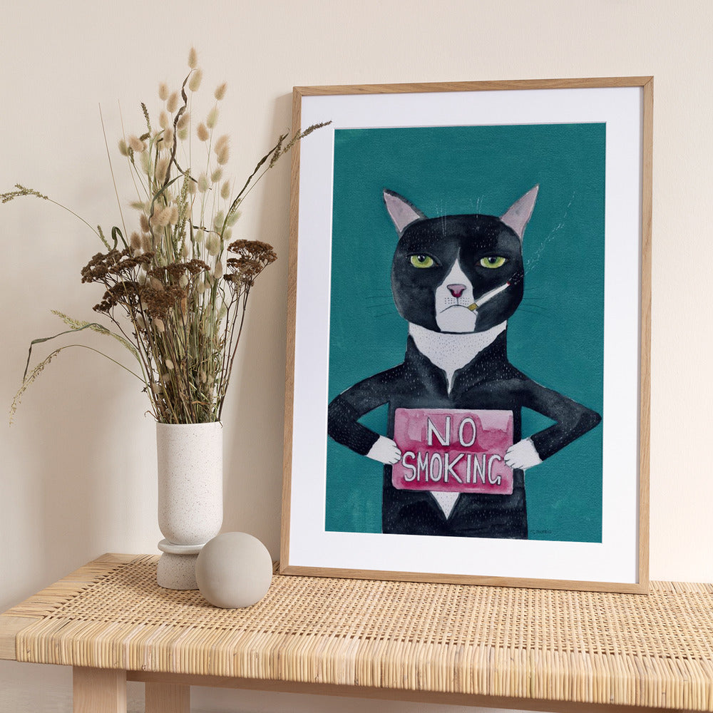 Smoking cat - Art Print by Sharyn Bursic