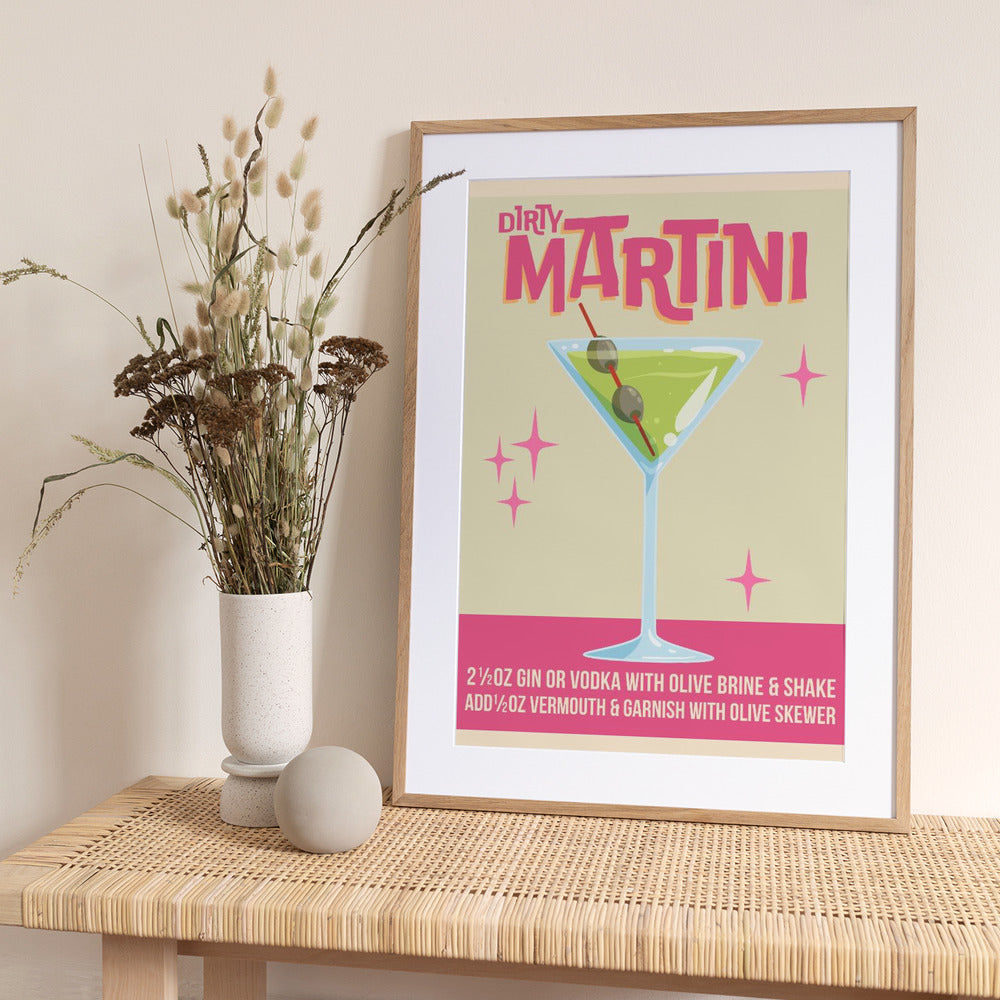 Dirty Martini Cocktail 01.png - Art Print by WallChart Art Studio
