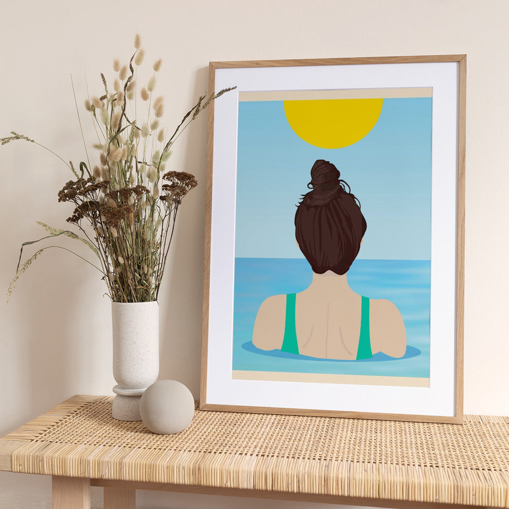 Into Water (Brunette) - Art Print by WallChart Art Studio