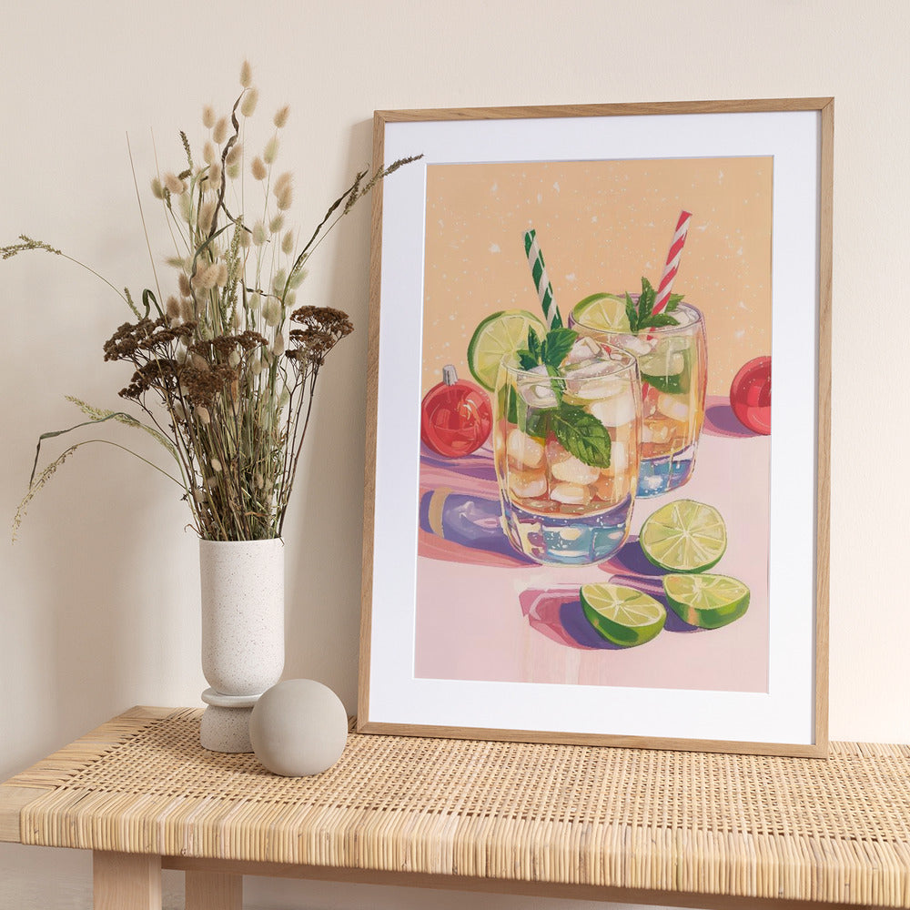 Mojito Summer Cocktails with Lime and Mint - Art Print by Melloi Art Prints