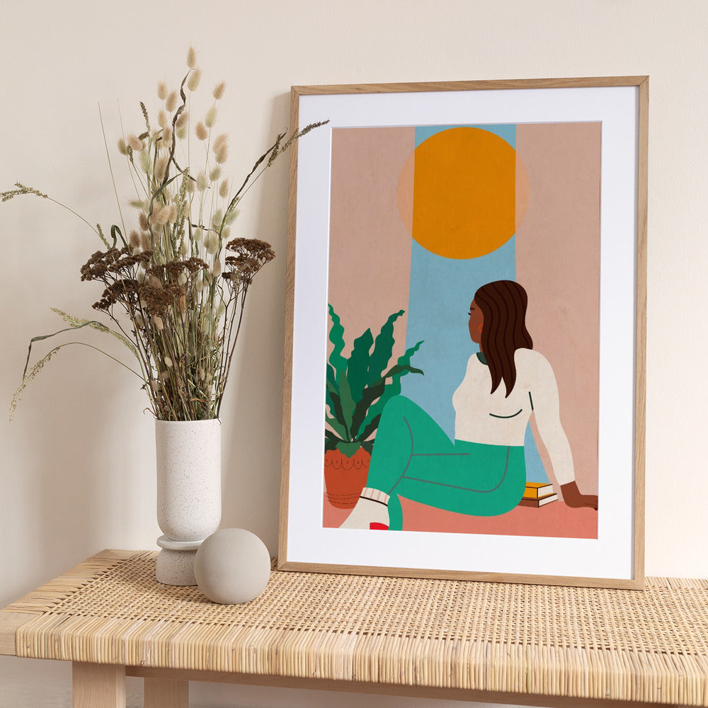 Girl Looking out of Window - Art Print by WallChart Art Studio