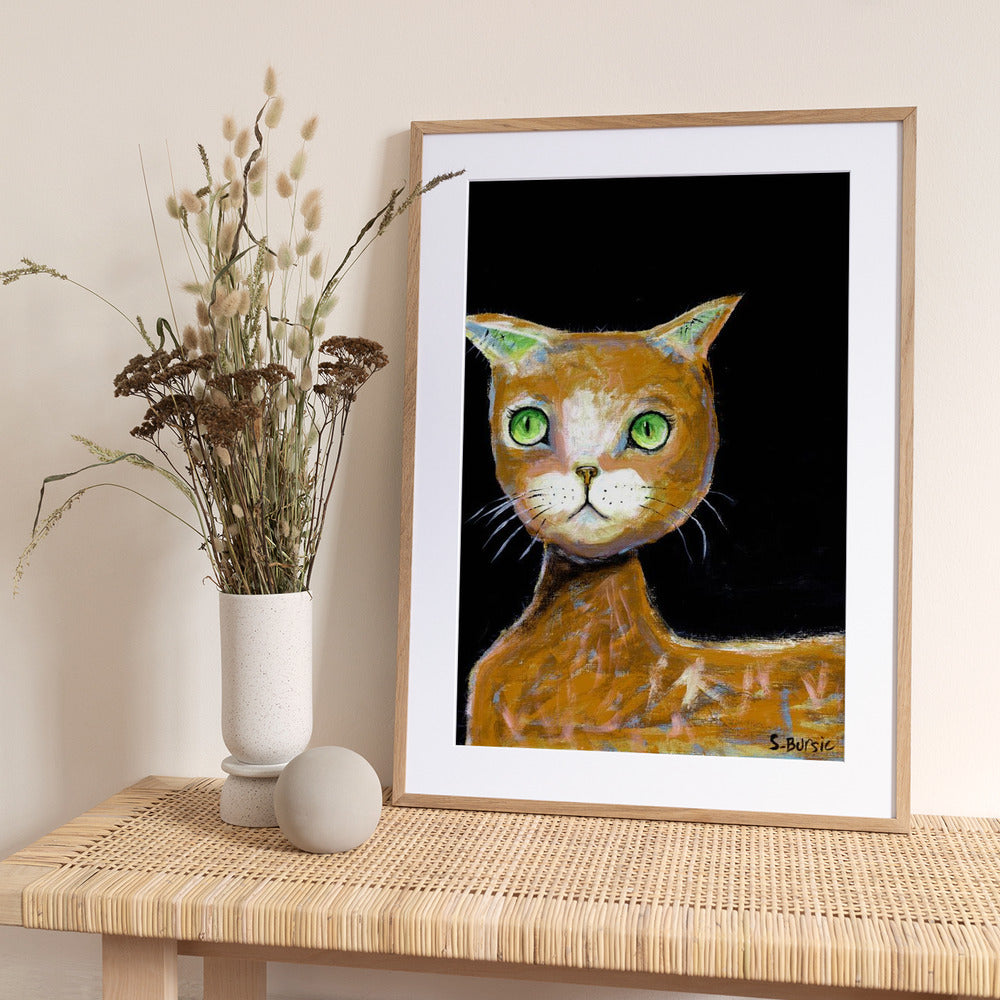 The Brown Big Eyed Cat - Art Print by Sharyn Bursic