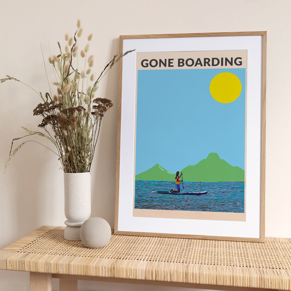 Gone Boarding (Female) - Art Print by WallChart Art Studio