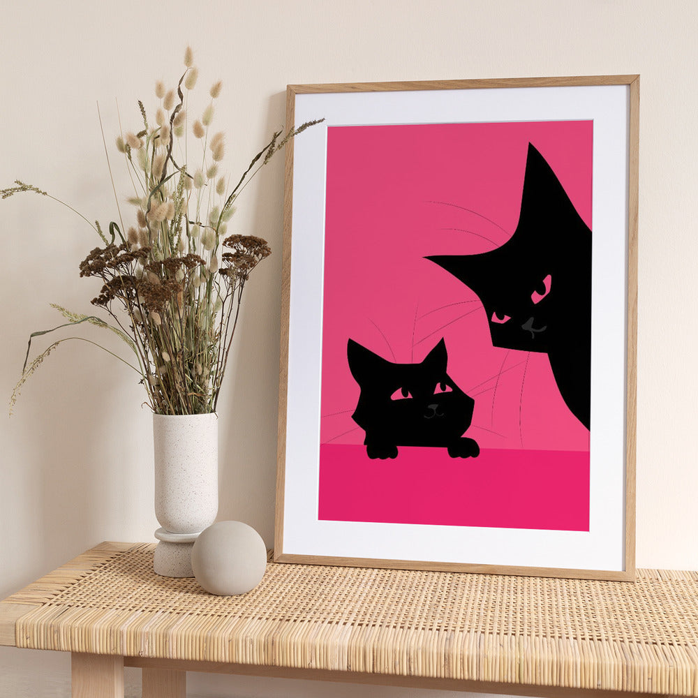 Black Cats (red) - Art Print by WallChart Art Studio