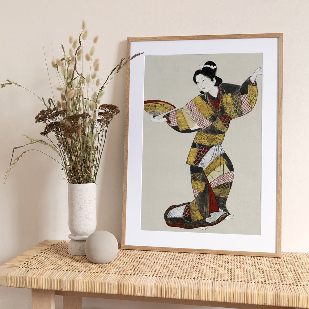 Japanese Female Dancer (17th Century) Vintage Painting - Art Print by Unknown