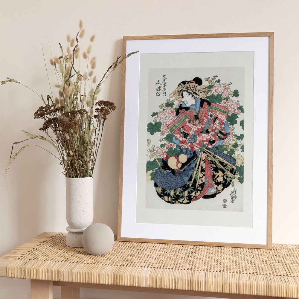 Japanese Woman (1820 1830) Boarder - Art Print by Keisai Eisen