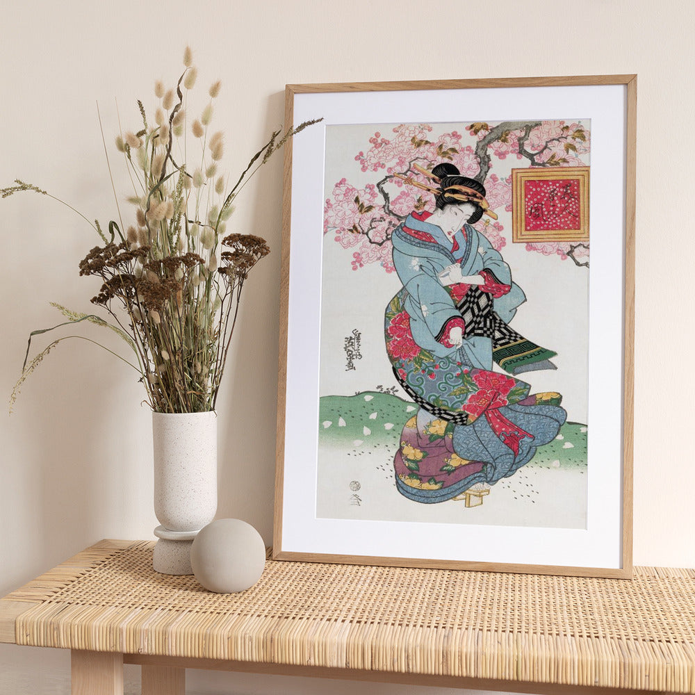 Japanese Woman (1828) Vintage Woodblock Print - Art Print by Keisai Eisen