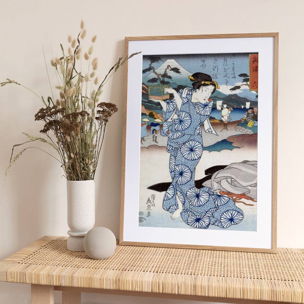 Japanese Woman (1830) Vintage Woodblock Print - Art Print by Keisai Eisen