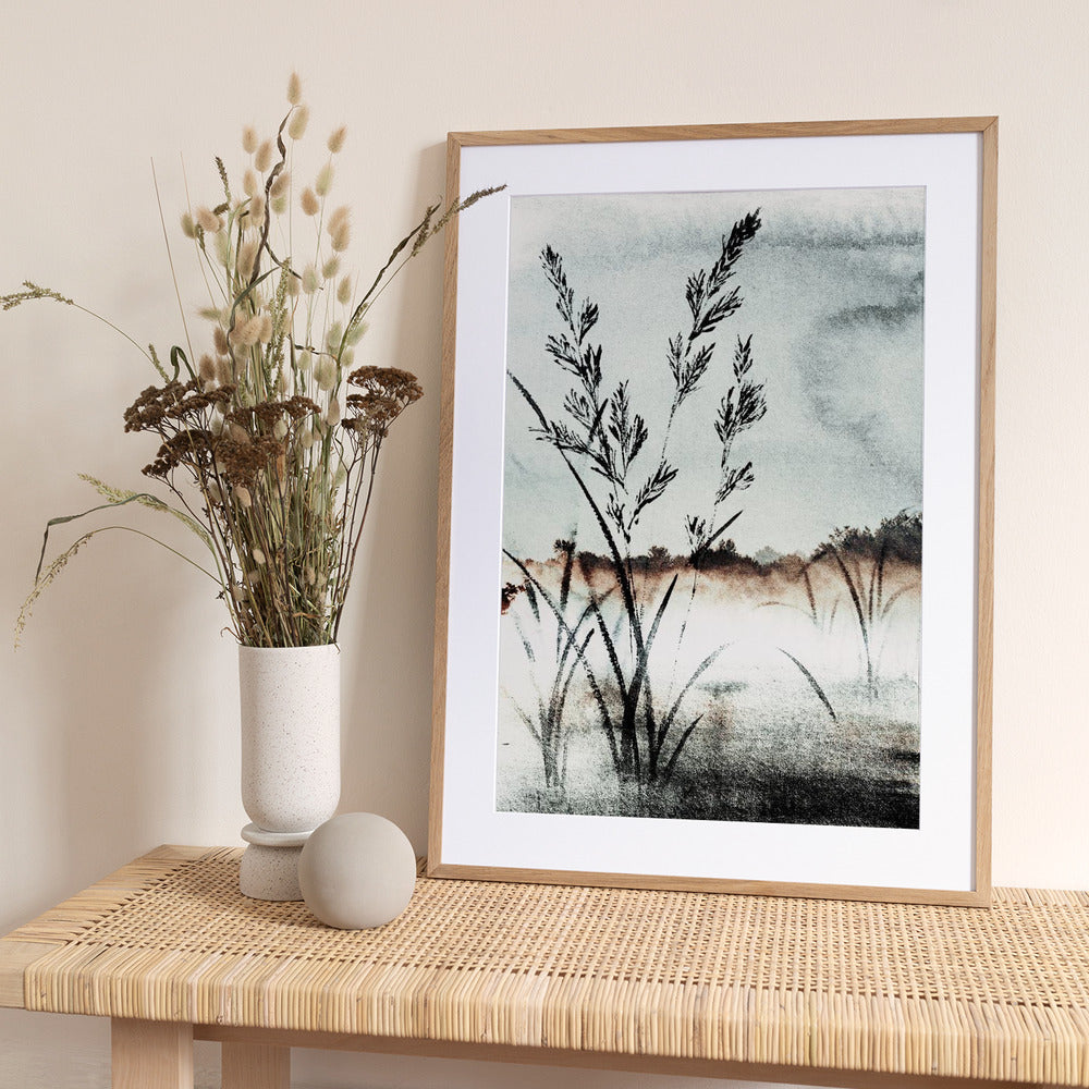 Misty Morning Reeds - Art Print by Treechild