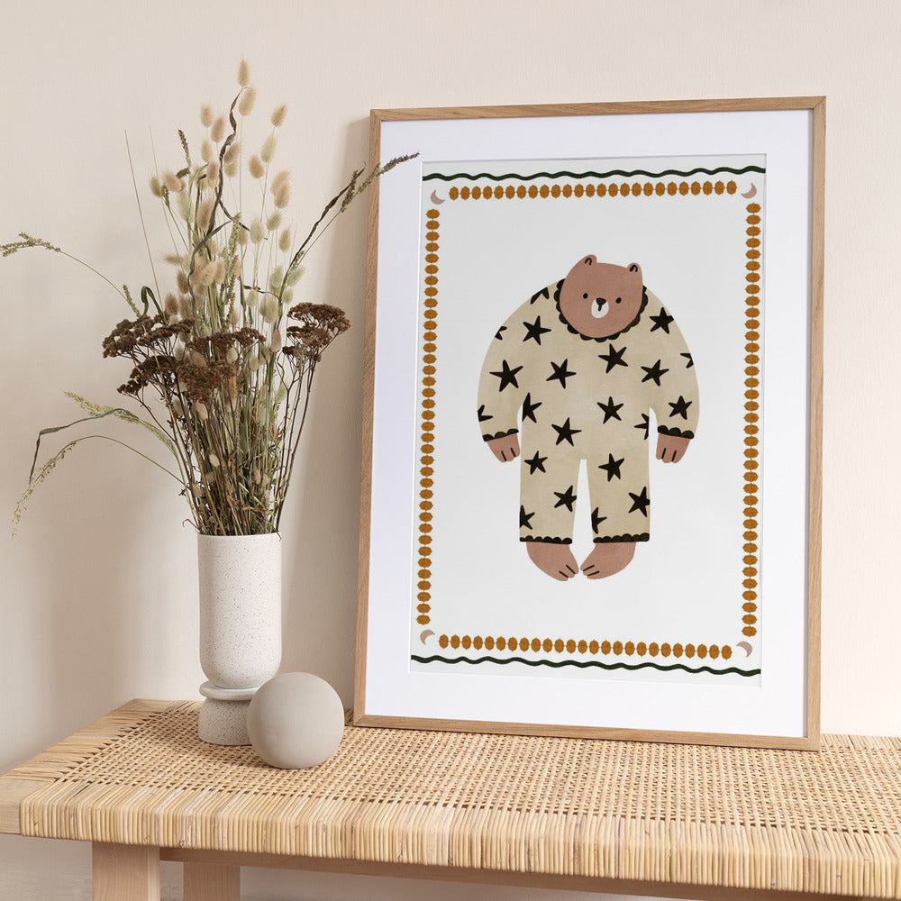 Starry Pajama Bear - Art Print by Treechild