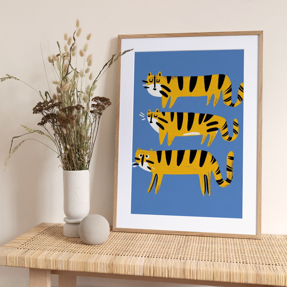 Tiger Trio Parade - Art Print by Treechild