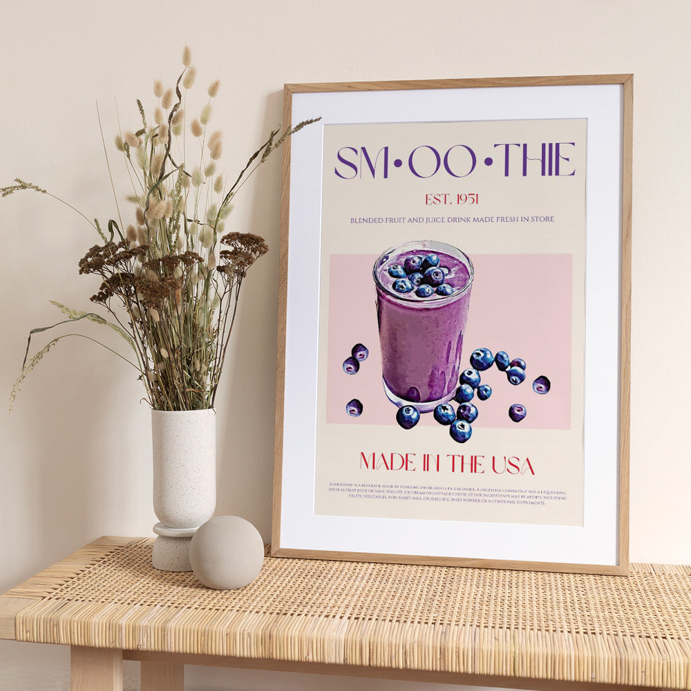 Blueberry Smoothie Illustration - Art Print by Nazma Khokhar