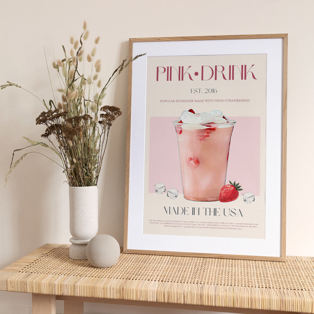 Pink Drink Print - Art Print by Nazma Khokhar