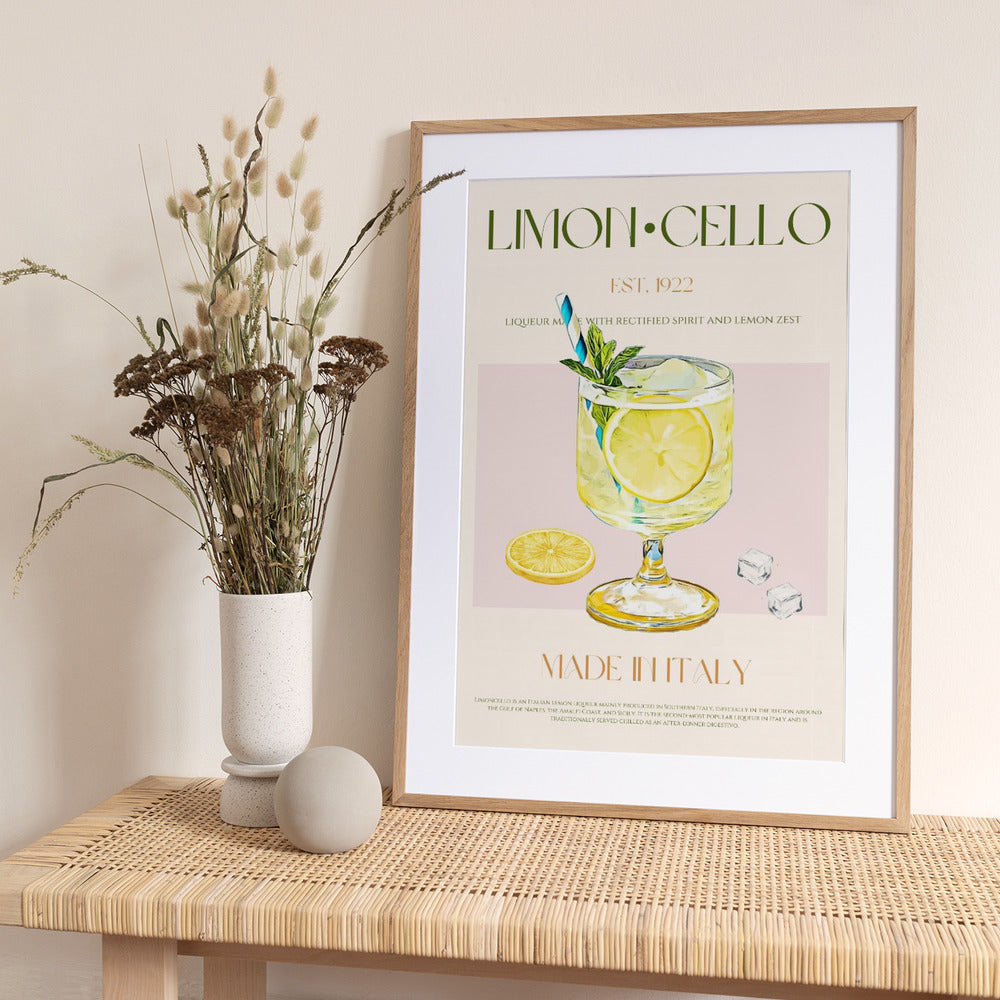 Illustration Of A Limoncello Drink - Art Print by Nazma Khokhar