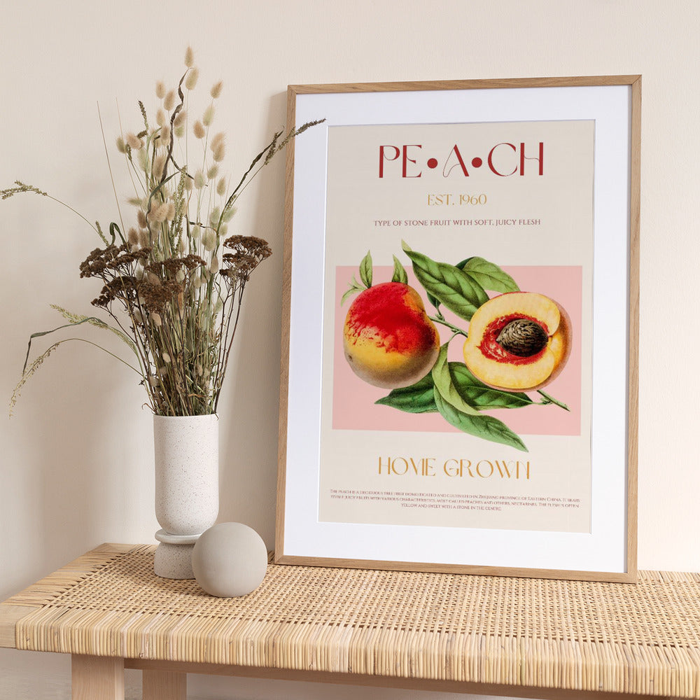 Vintage Style Peach Illustration - Art Print by Nazma Khokhar