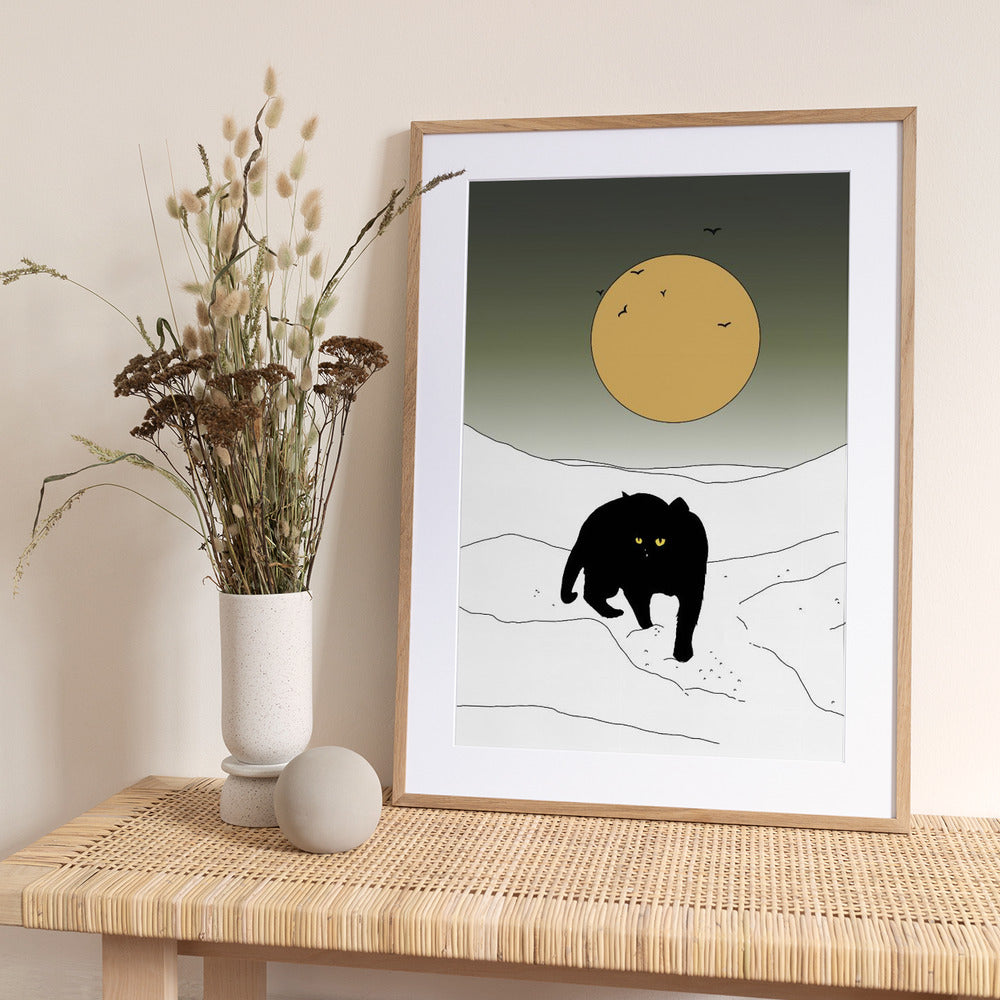 Cat In The Snow - Art Print by Nicholas