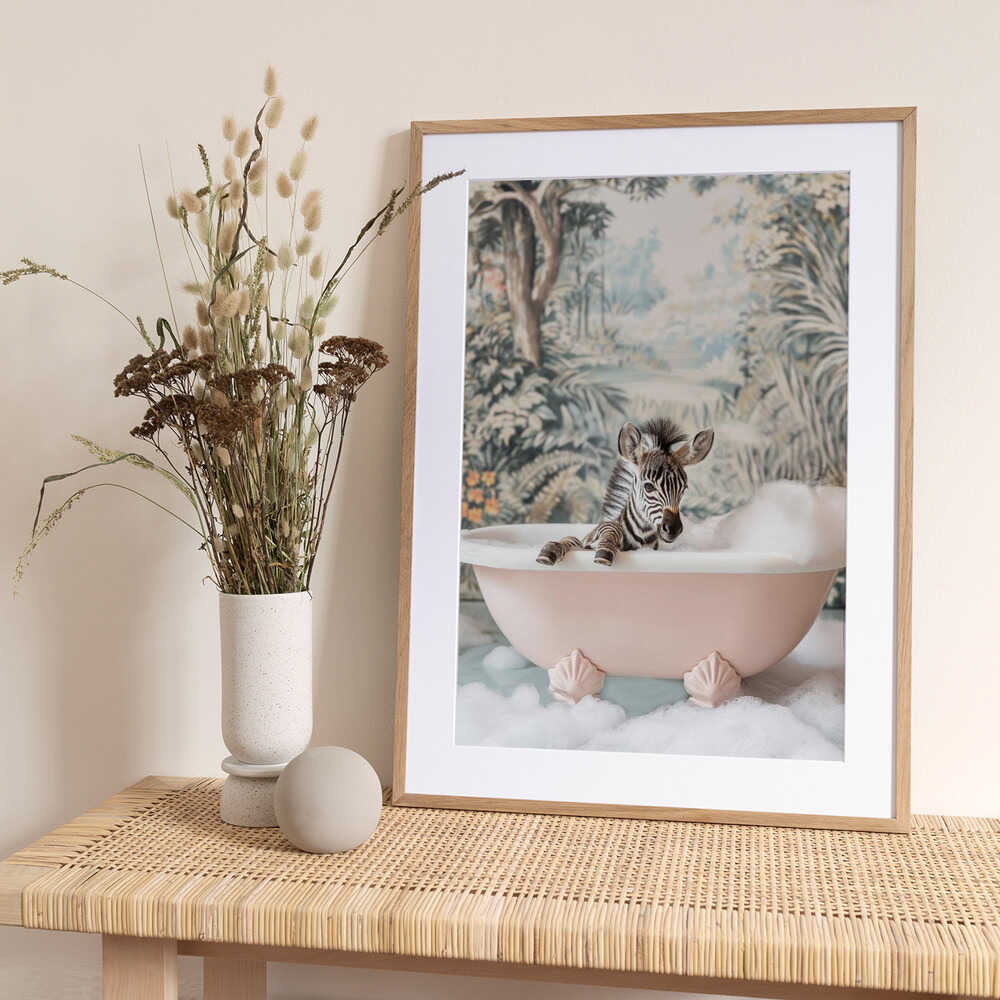 Zebra’s Bath Time - Art Print by Niky Rahner