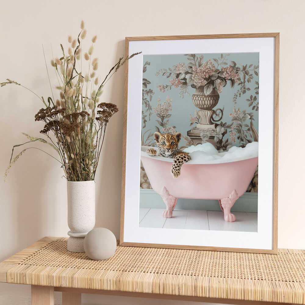 Leopard’s Pink Bubble Bath - Art Print by Niky Rahner